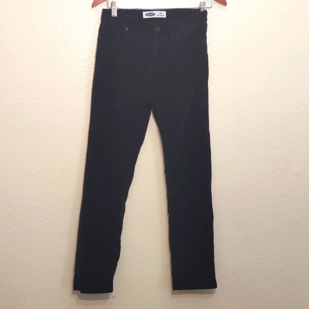 USED OLD NAVY KARATE SLIM BUILT-IN FLEX MAX BOYS COLOR BLACK SIZE 14 98% COTTON